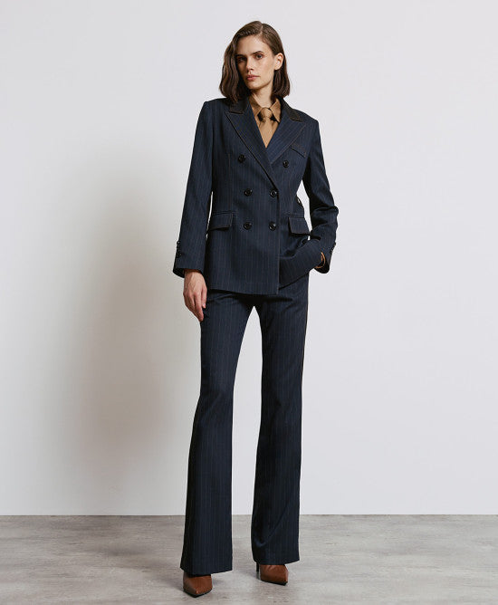 Access Fashion Navy Striped Blazer With Belt