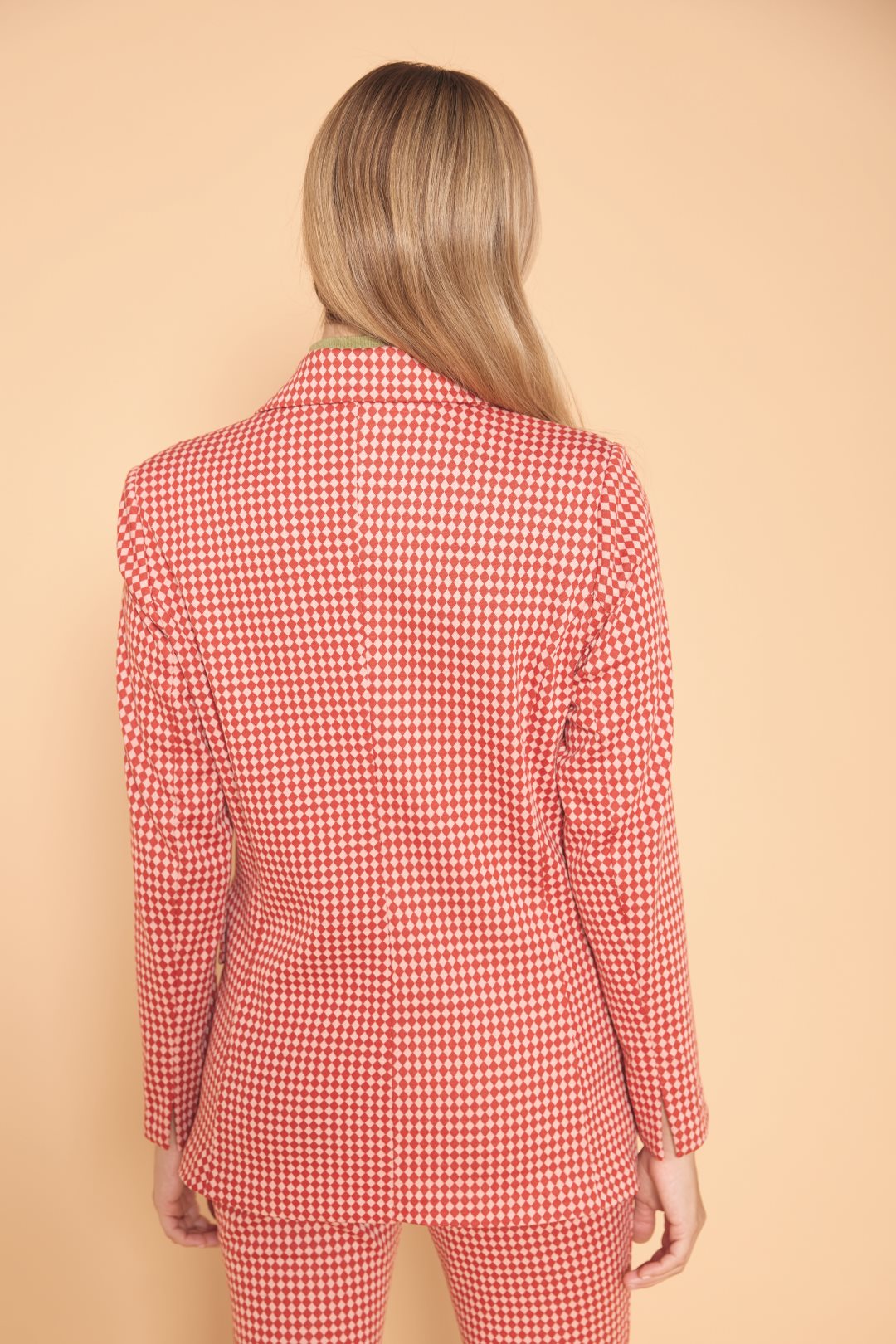 Md'M Red Check Harlequin Knitted Blazer