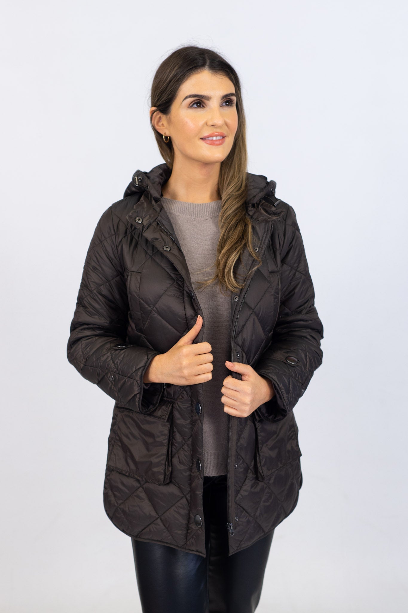 Md'M Dark Brown Quilted Parka