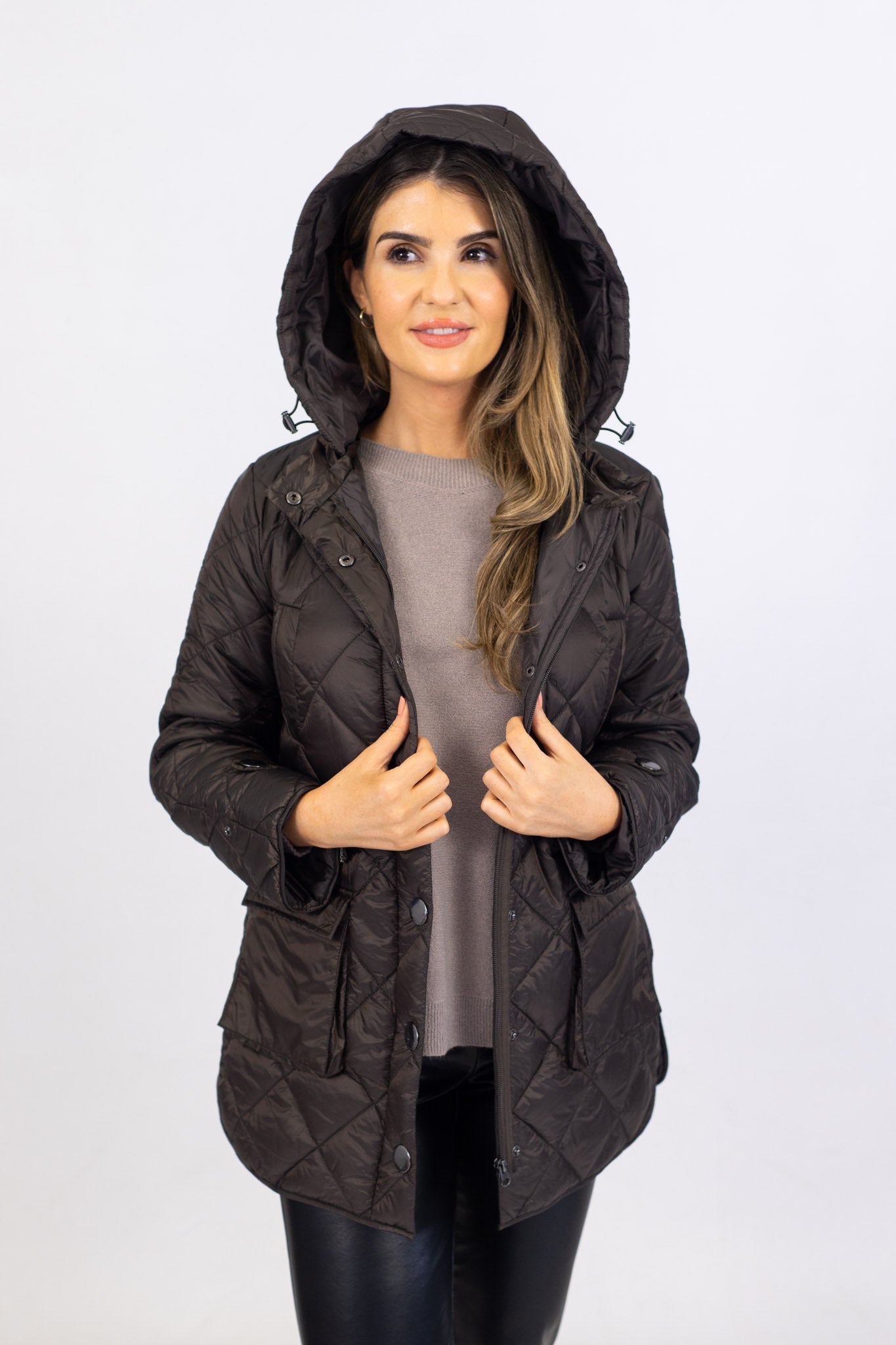 Md'M Dark Brown Quilted Parka