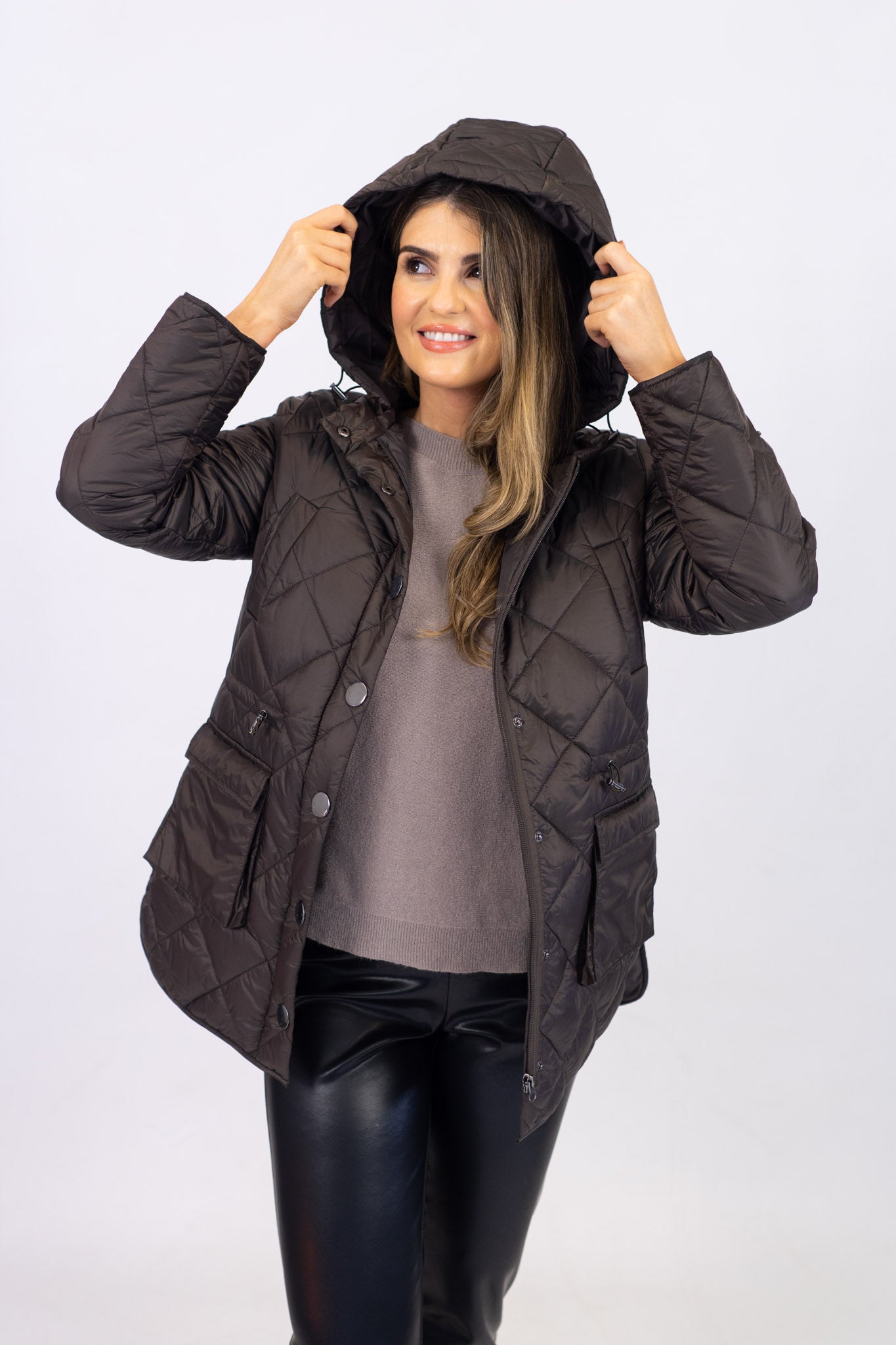 Md'M Dark Brown Quilted Parka