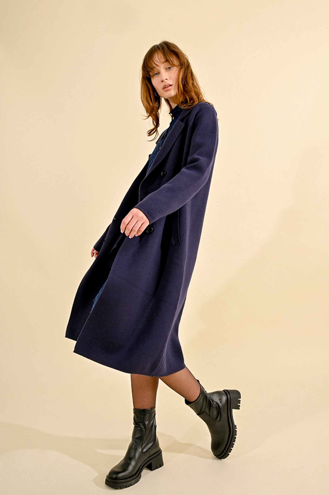 Molly Bracken Navy Knitted Coat