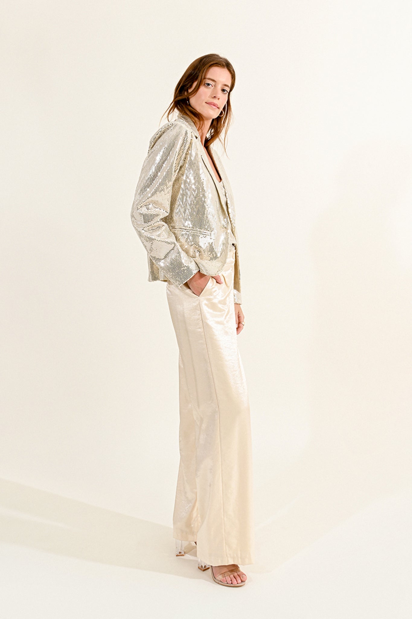 Molly Bracken Gold Sparkle Blazer