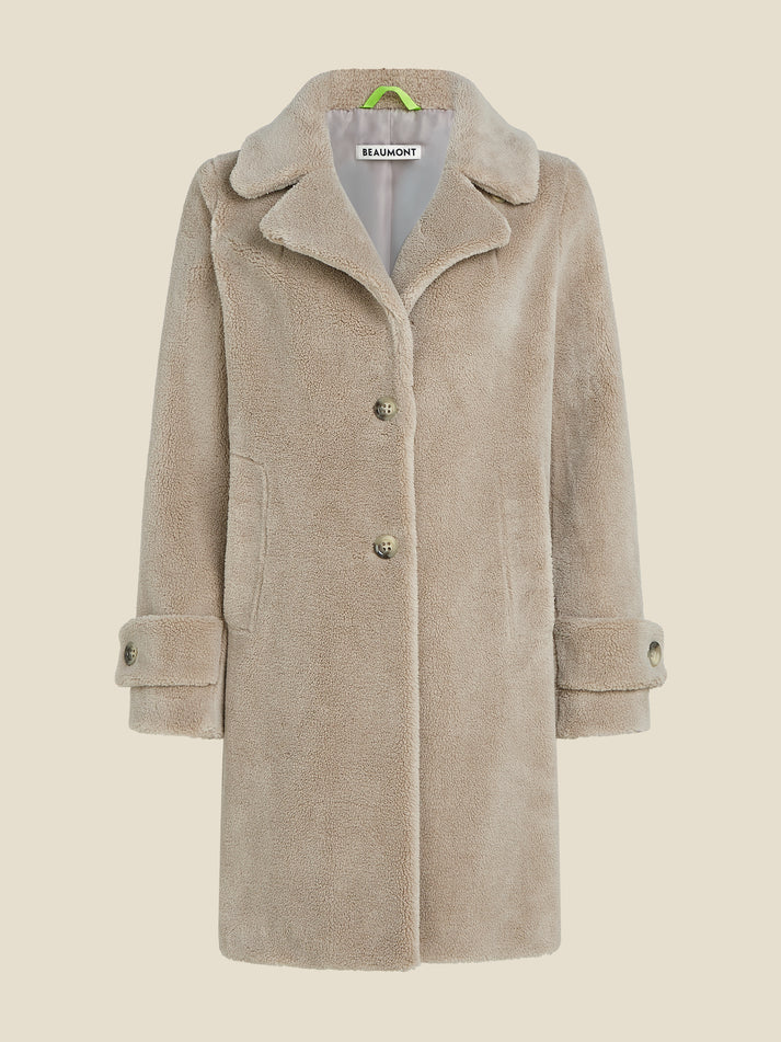 Beaumont Beige Geneva Faux Fur Teddy Coat