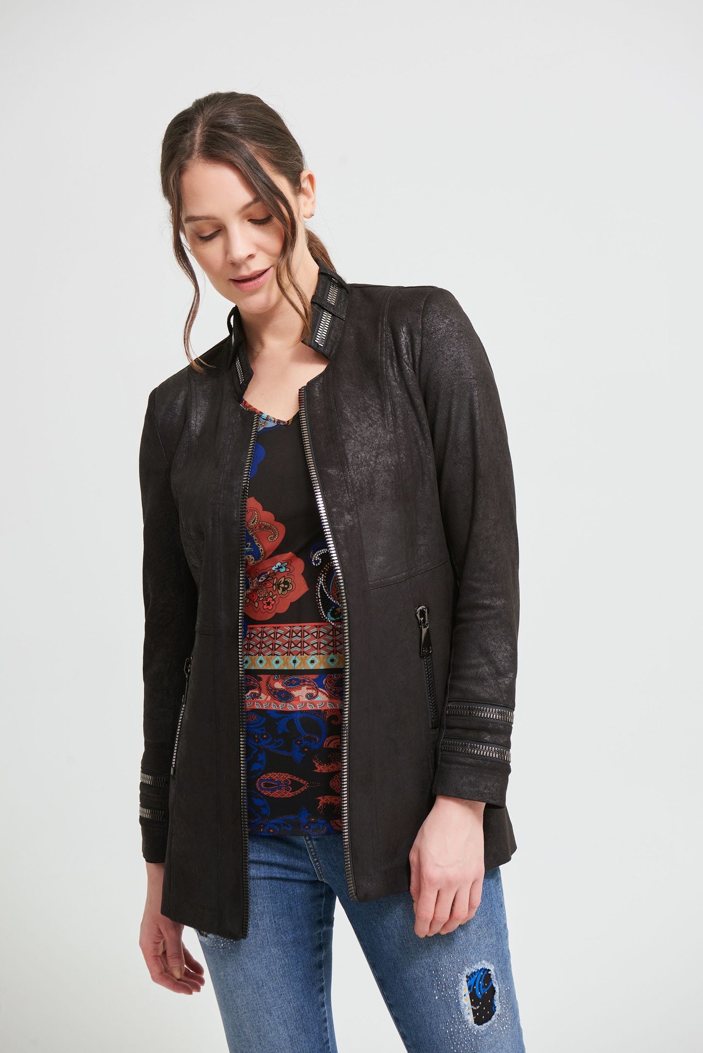 Joseph Ribkoff Black Zipped Jacket