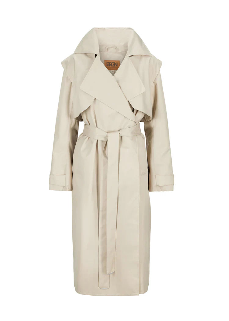 BRGN Regndrape Sand Trench Coat