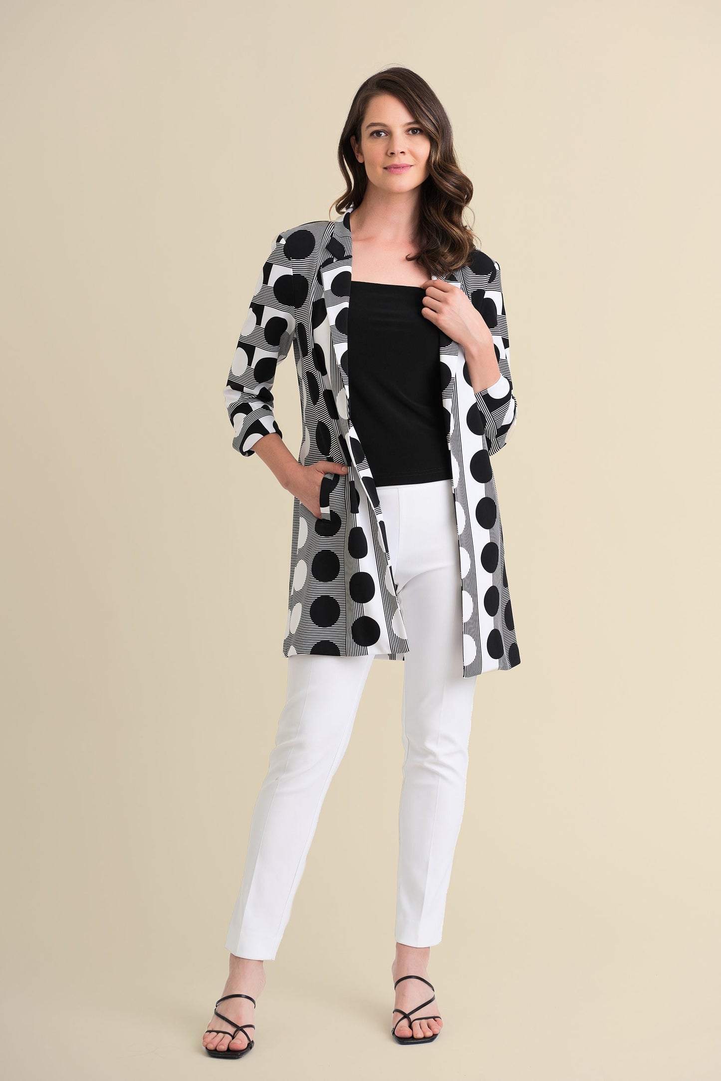 Joseph Ribkoff Spots and Stripes, Longline Blazer