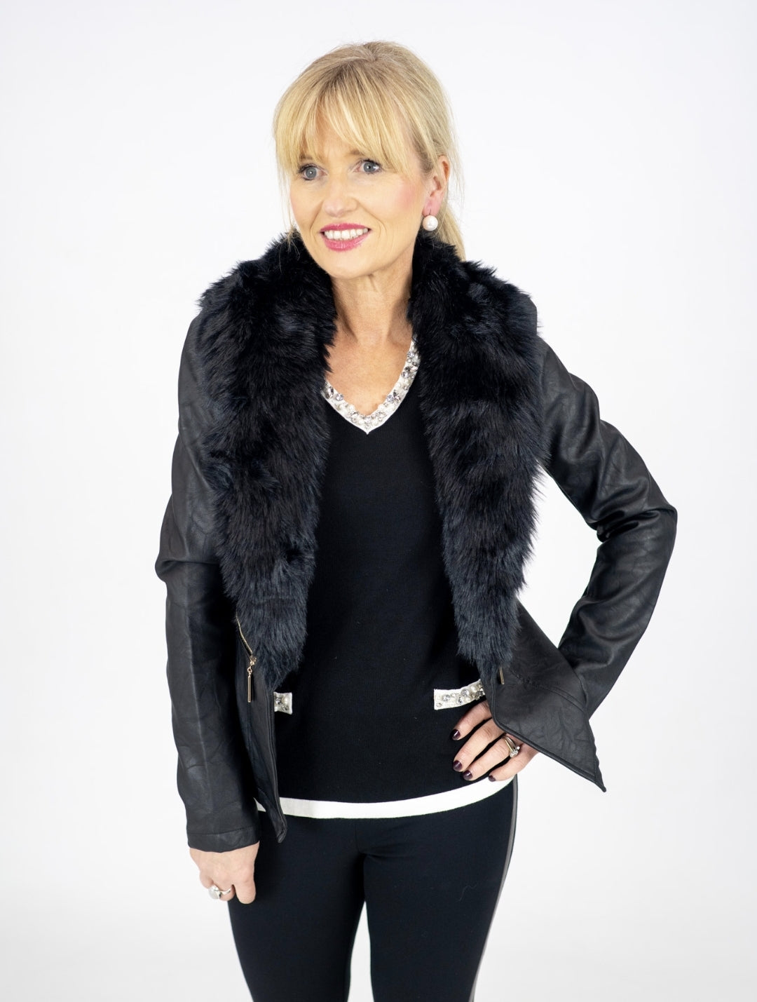 Joseph Ribkoff Faux Fur Jacket