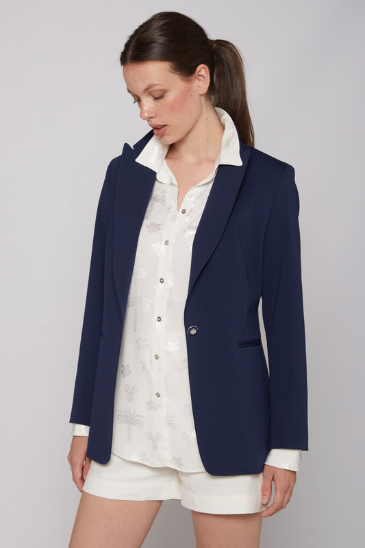 Vilagallo Navy Sophia Blazer With A Multicolour Check Lining