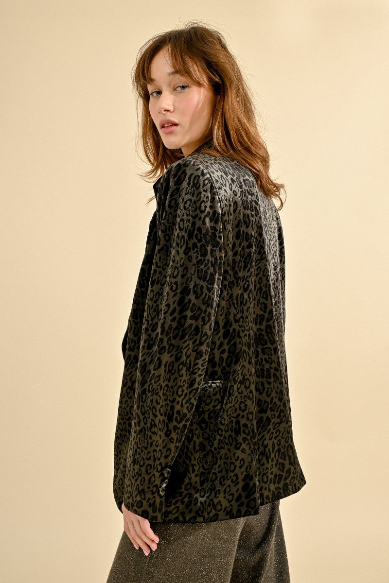 Molly Bracken Animal Print Velvet Jacket