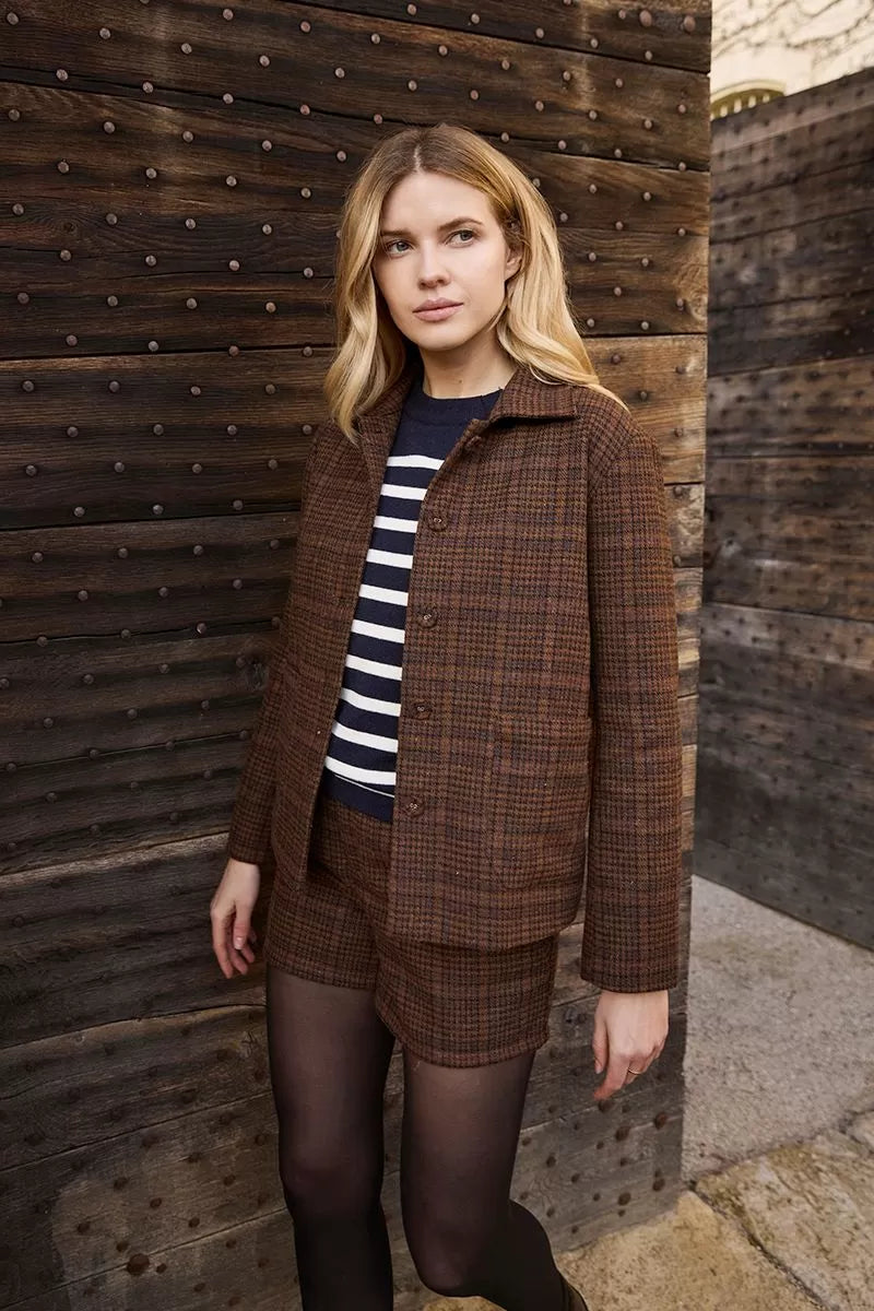 Molly Bracken Chocolate Checked Blazer