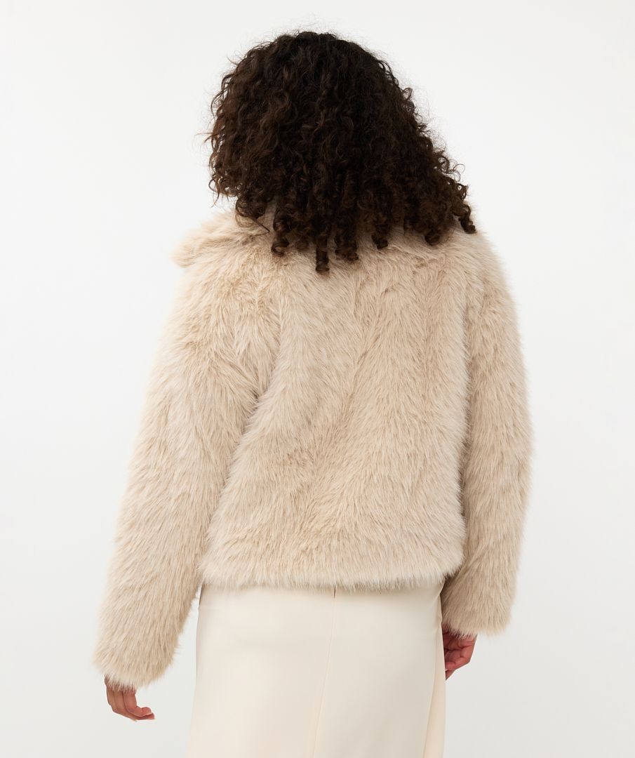 Esqualo Sand Coloured Cropped Faux Fur