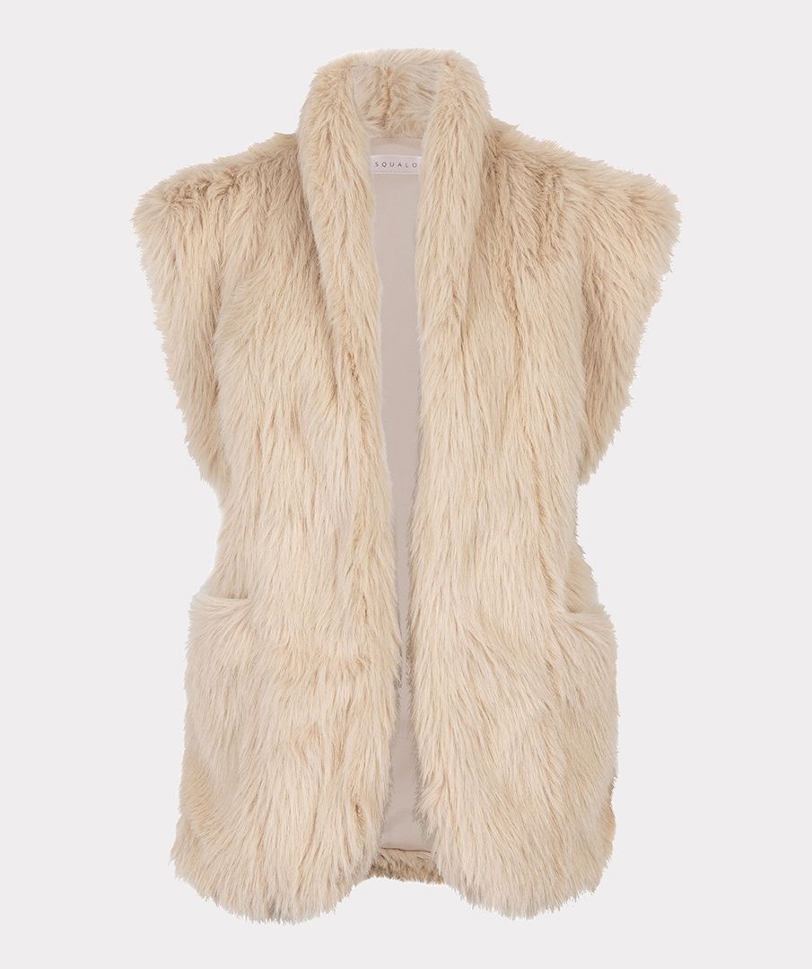 Esqualo Get Hairy Champagne Sleeveless Faux Fur