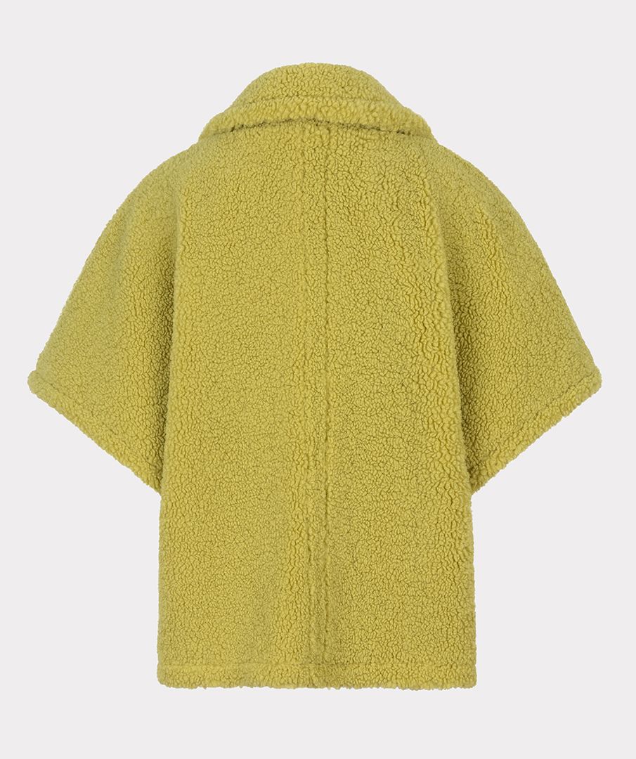 Esqualo Leaf Green Teddy Poncho Coat