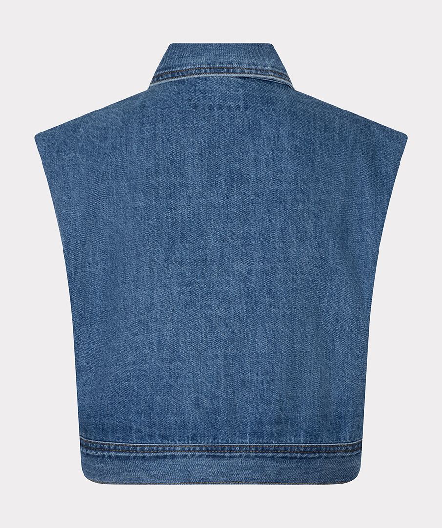 Esqualo Jeans Blue Gilet Denim With Stones