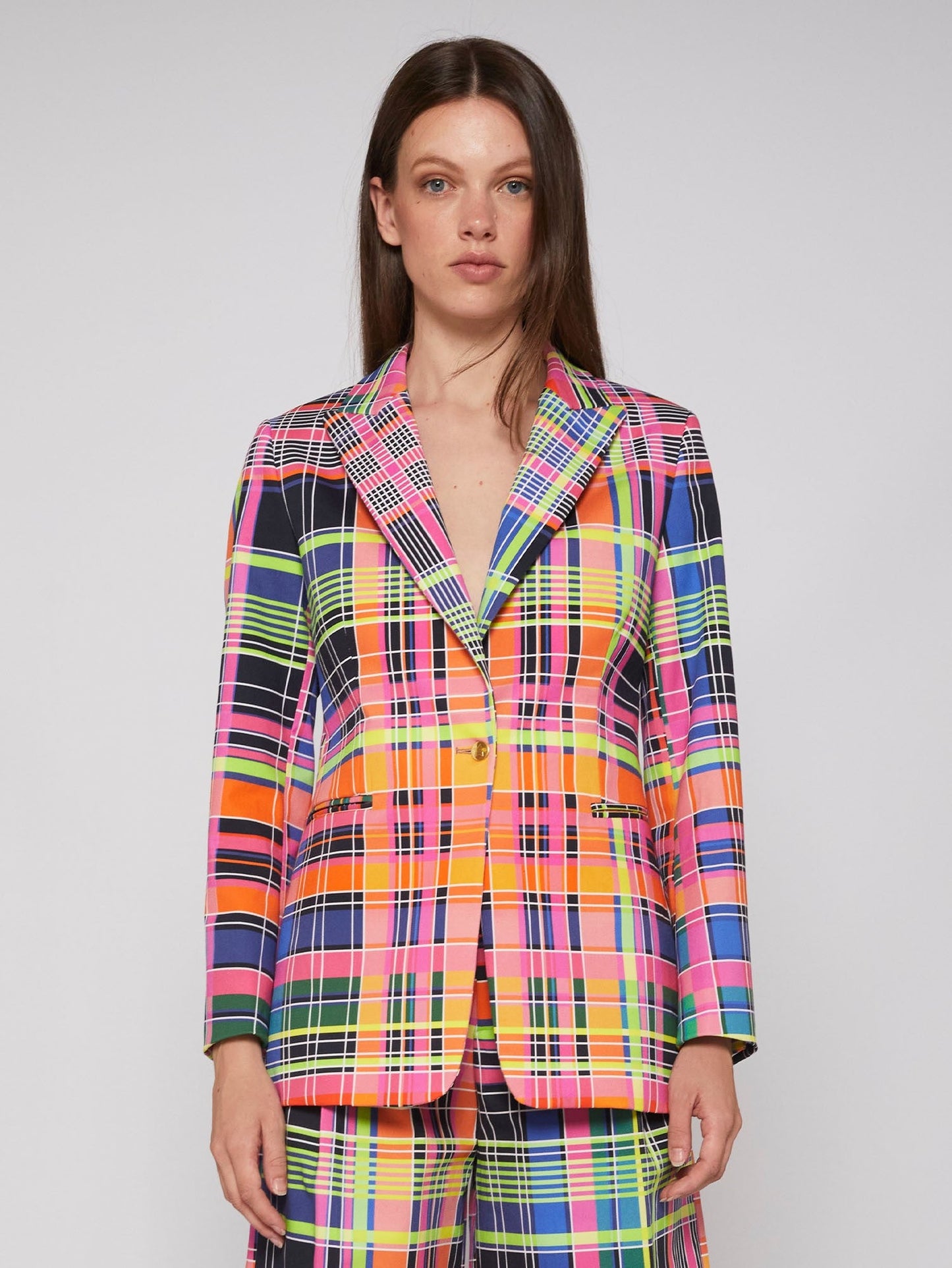 Vilagallo Neon Check Blazer