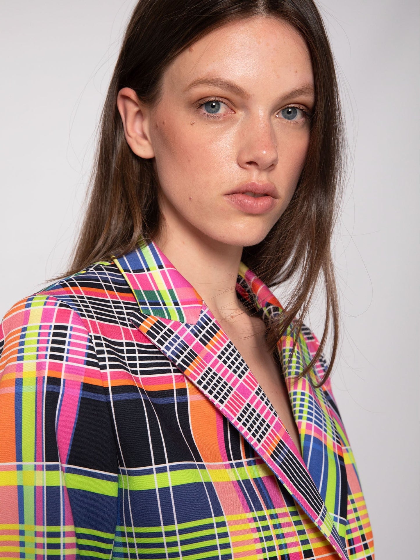 Vilagallo Neon Check Blazer