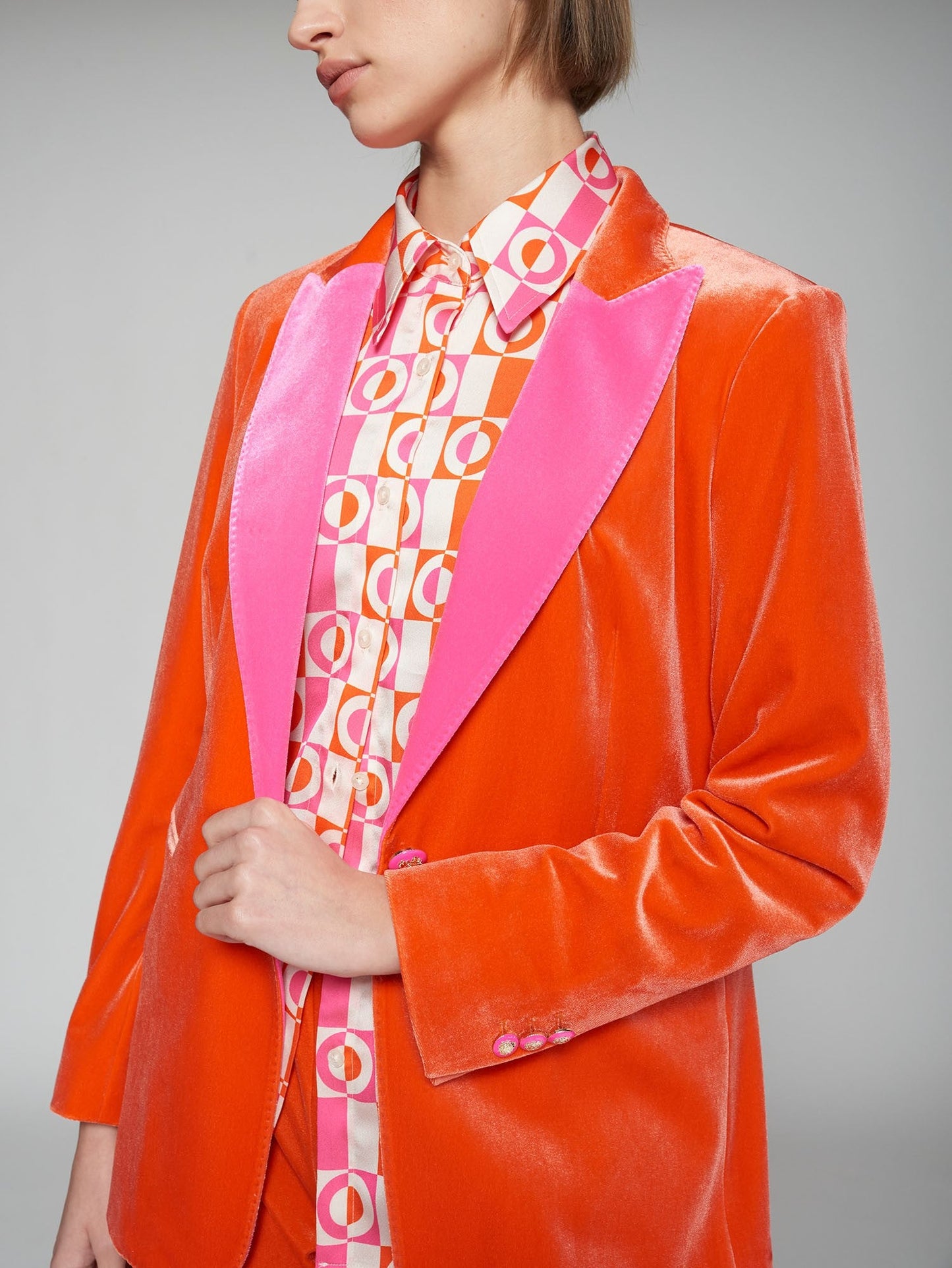 Vilagallo Orange Velvet Christopher Blazer