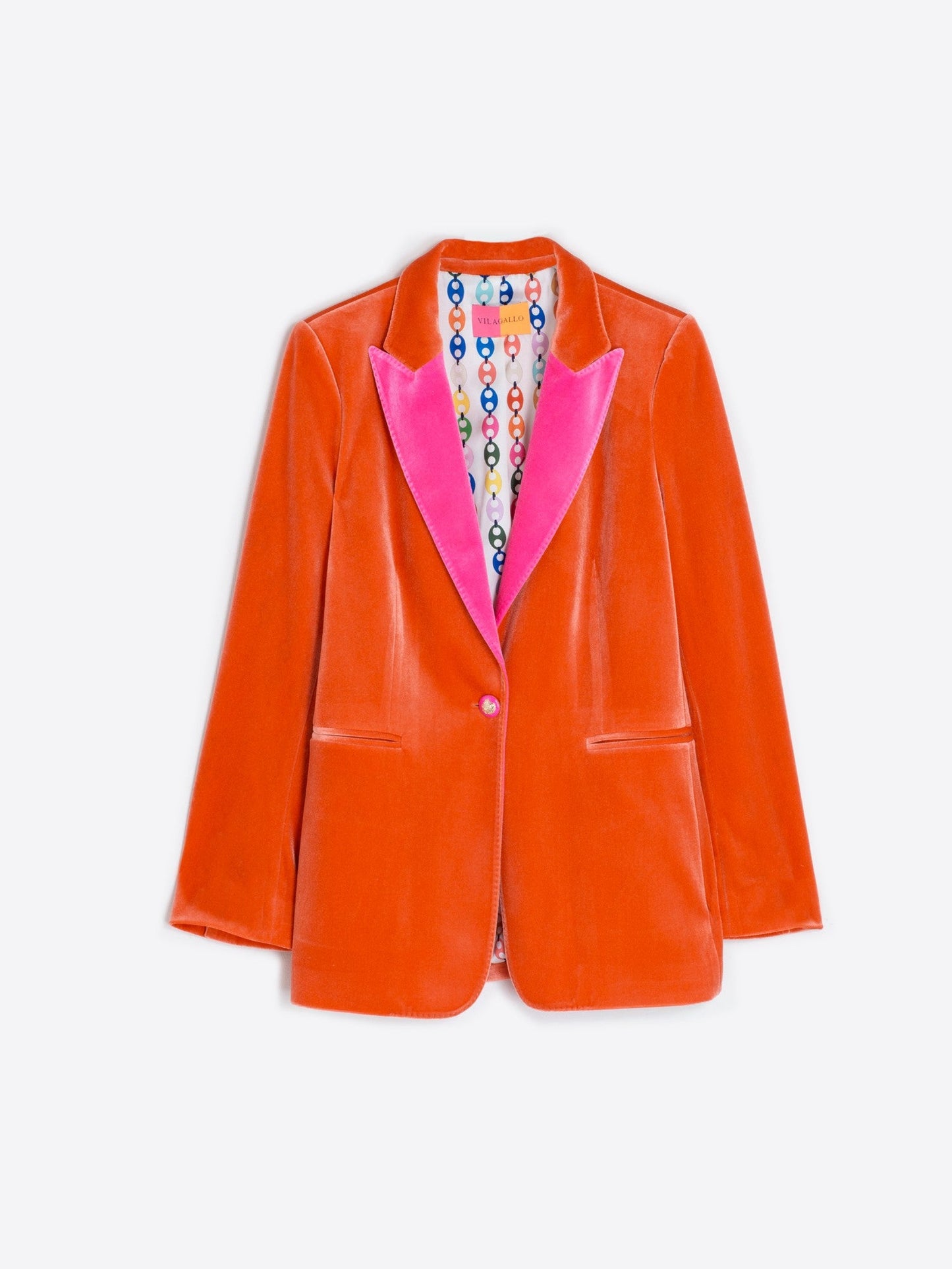 Vilagallo Orange Velvet Christopher Blazer