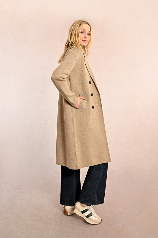 Molly Bracken Straight Thin  Beige Coat