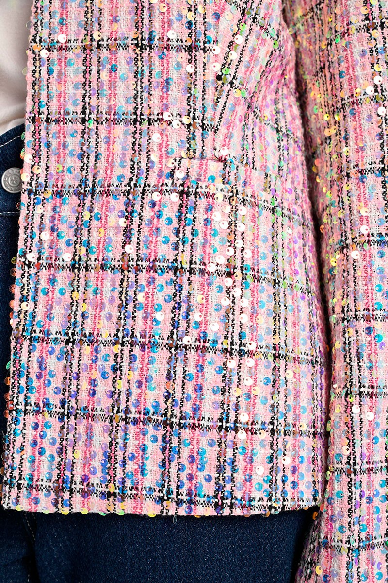 Lili Sidonio Pink And Sequin Tweed Jackets