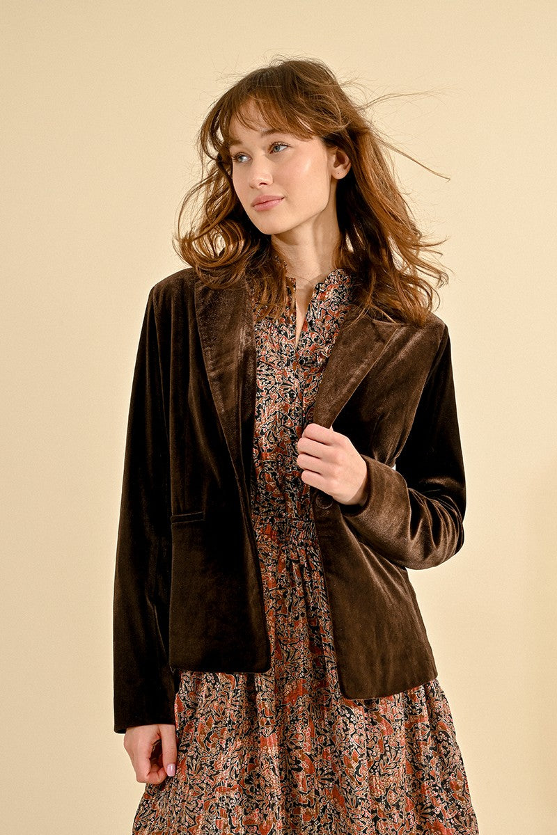 Molly Bracken Chocolate Velvet Blazer