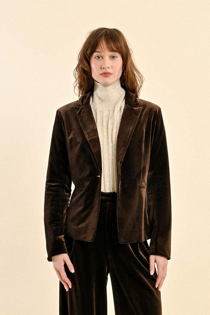 Molly Bracken Chocolate Velvet Blazer