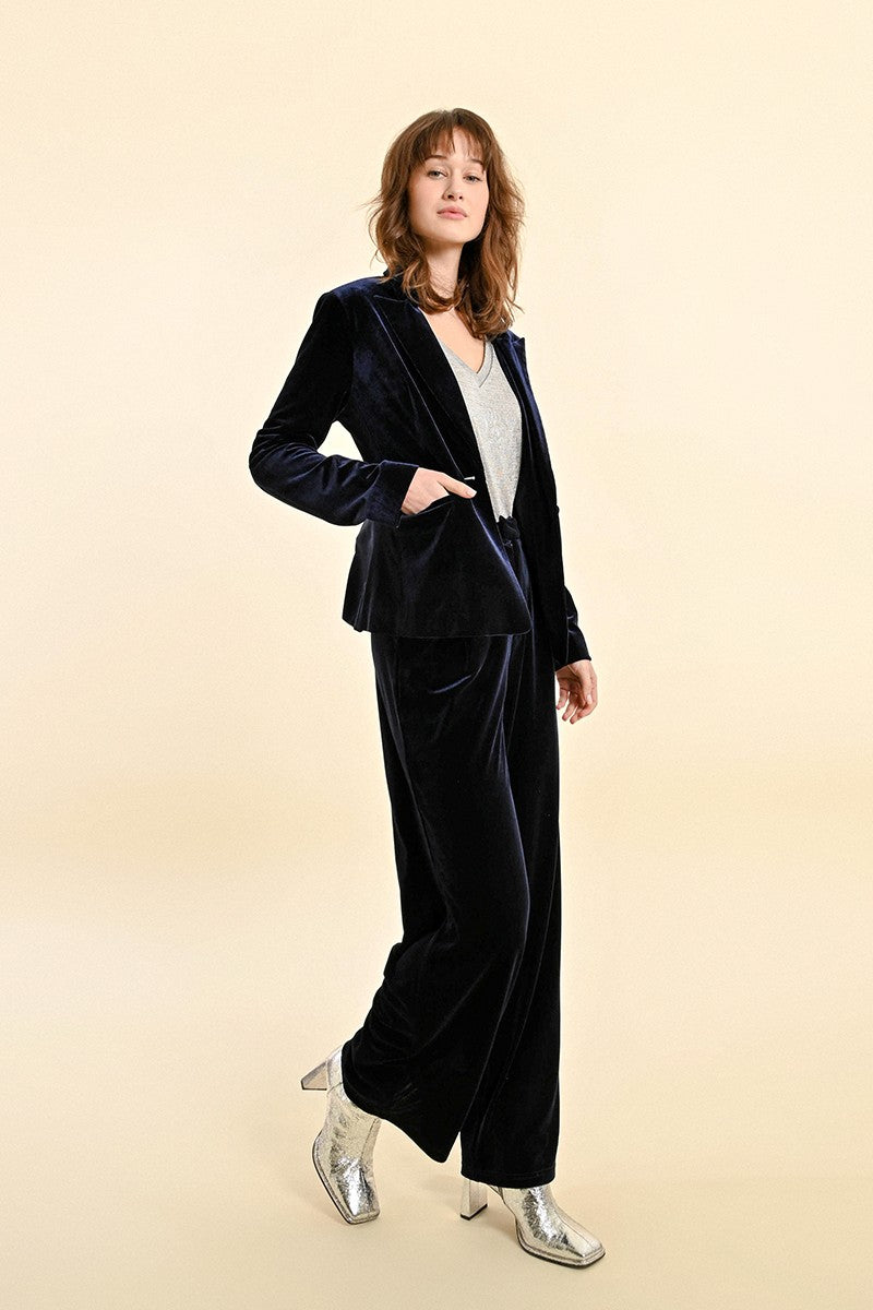 Molly Bracken Dark Navy Velvet Blazer