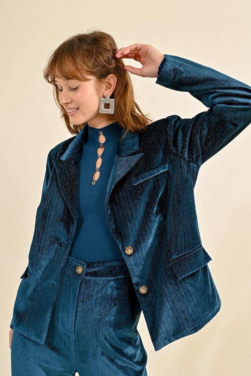 Molly Bracken Duck Blue Velvet Jacket