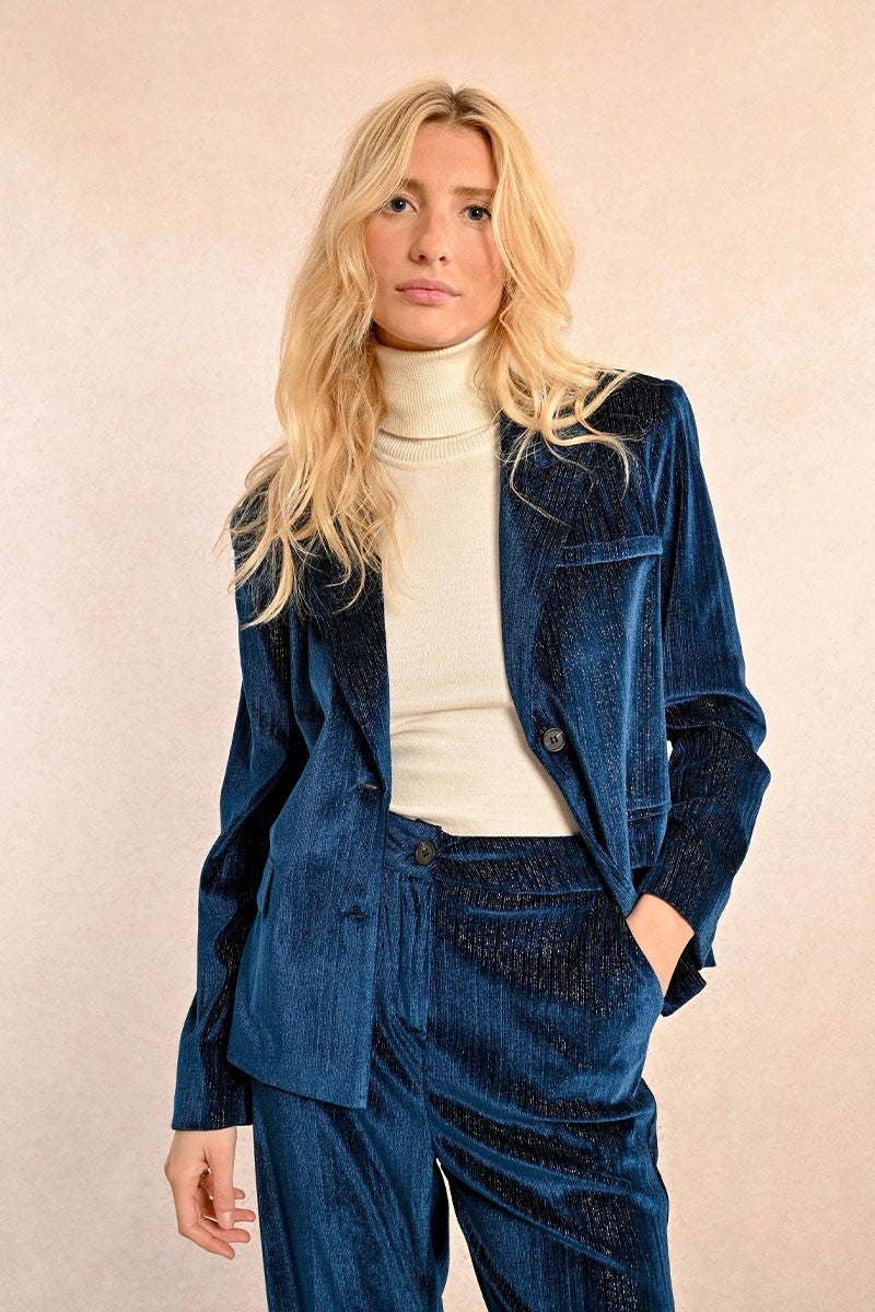 Molly Bracken Duck Blue Velvet Jacket