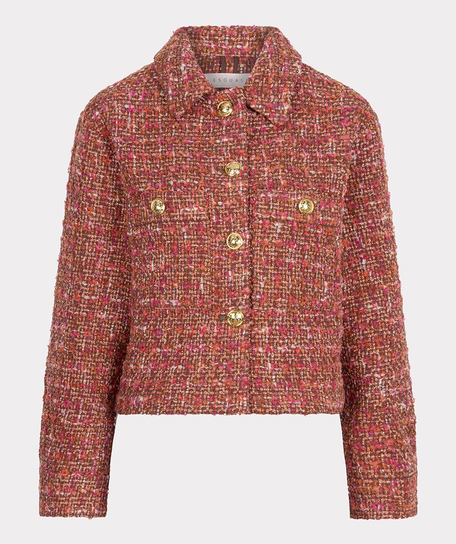 Esqualo Red Multicoloured Boucle Blazer