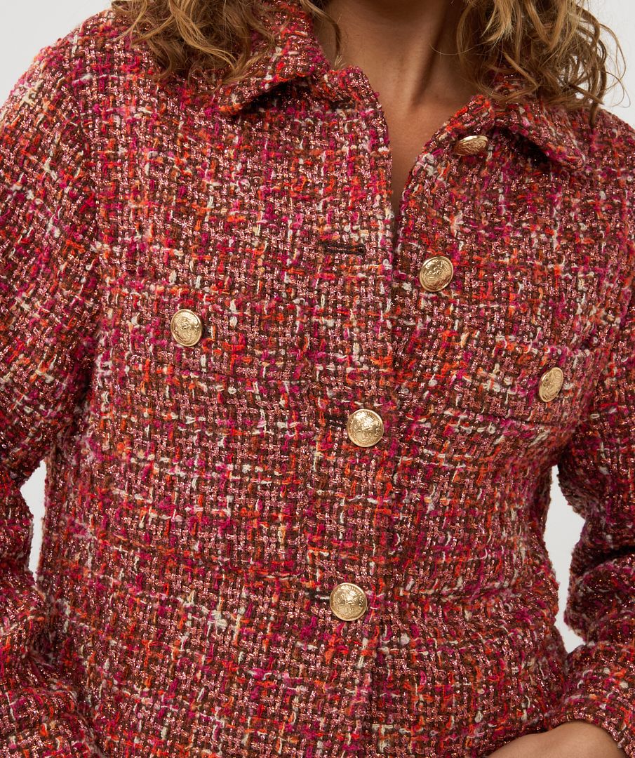 Esqualo Red Multicoloured Boucle Blazer